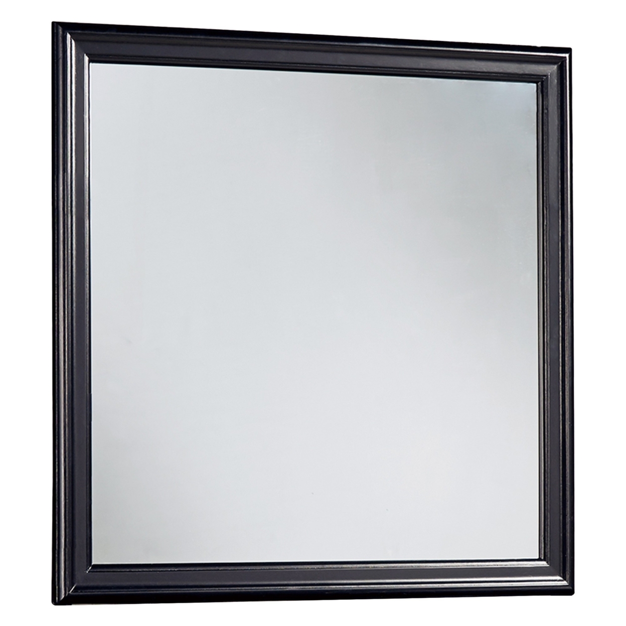 Wooden Frame Mirror With Mounting Hardware, Black And Silver- Saltoro Sherpi