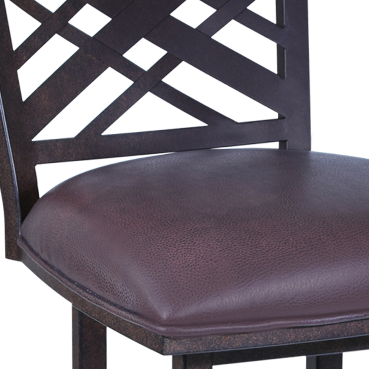 30 Inch Metal Bar Stool With Leatherette Seat And Swivel Mechanism, Brown- Saltoro Sherpi