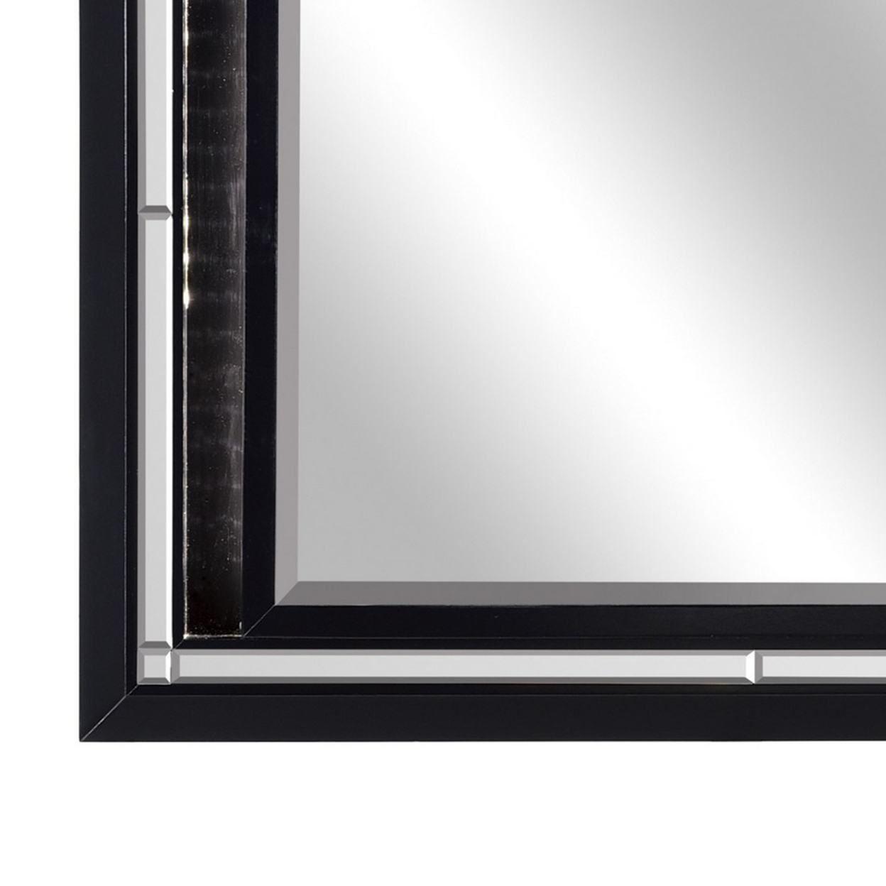 Contemporary Style Beveled Edge Mirror With LED Light, Black And Silver- Saltoro Sherpi