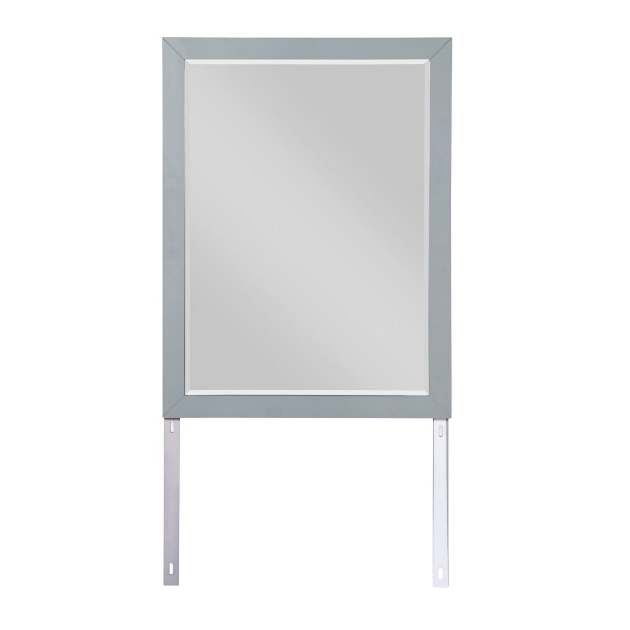 Transitional Style Wooden Frame Dresser Mirror With Mounting Bracket, Gray- Saltoro Sherpi