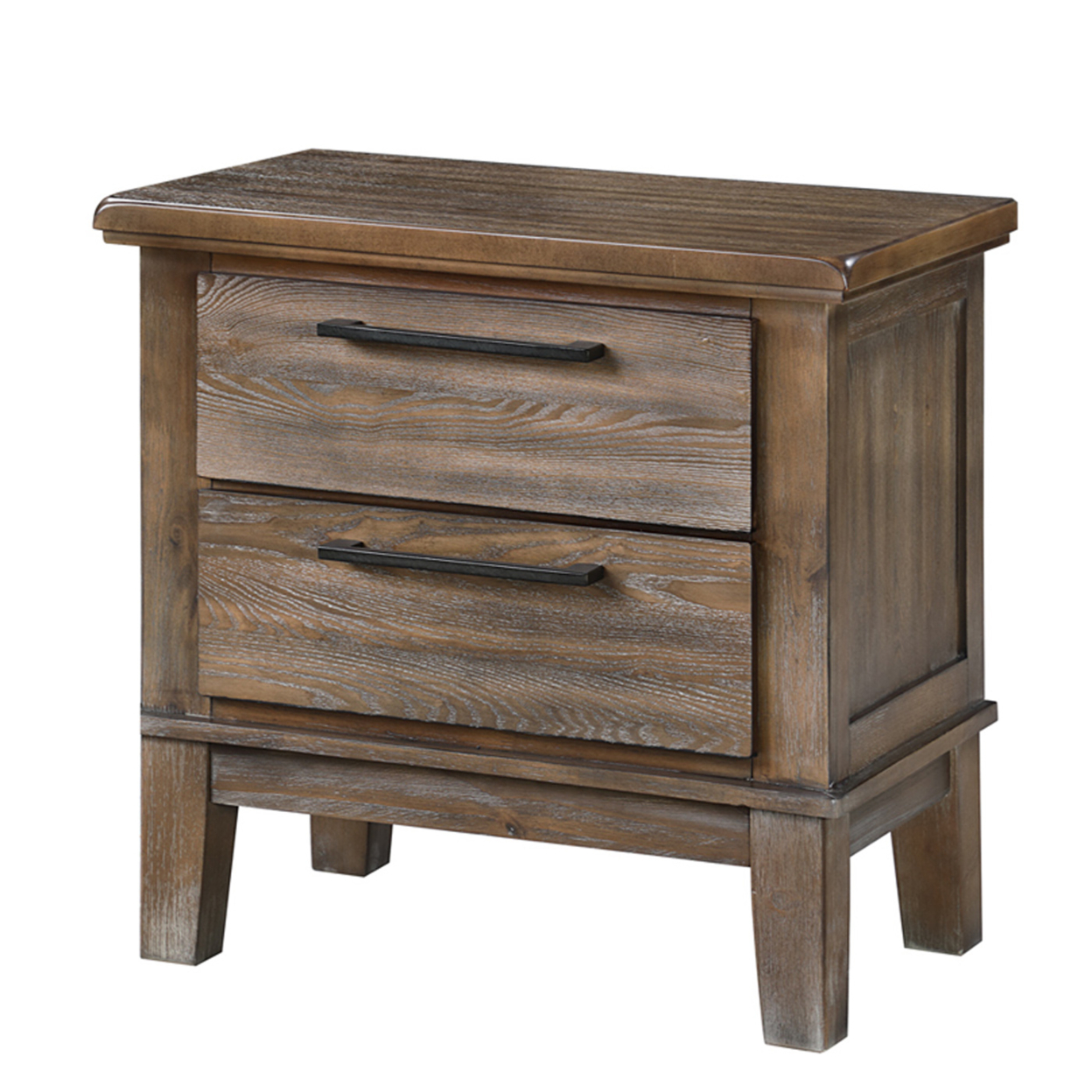 Wooden Nightstand With Chamfered Legs And 2 Spacious Drawers, Light Brown- Saltoro Sherpi