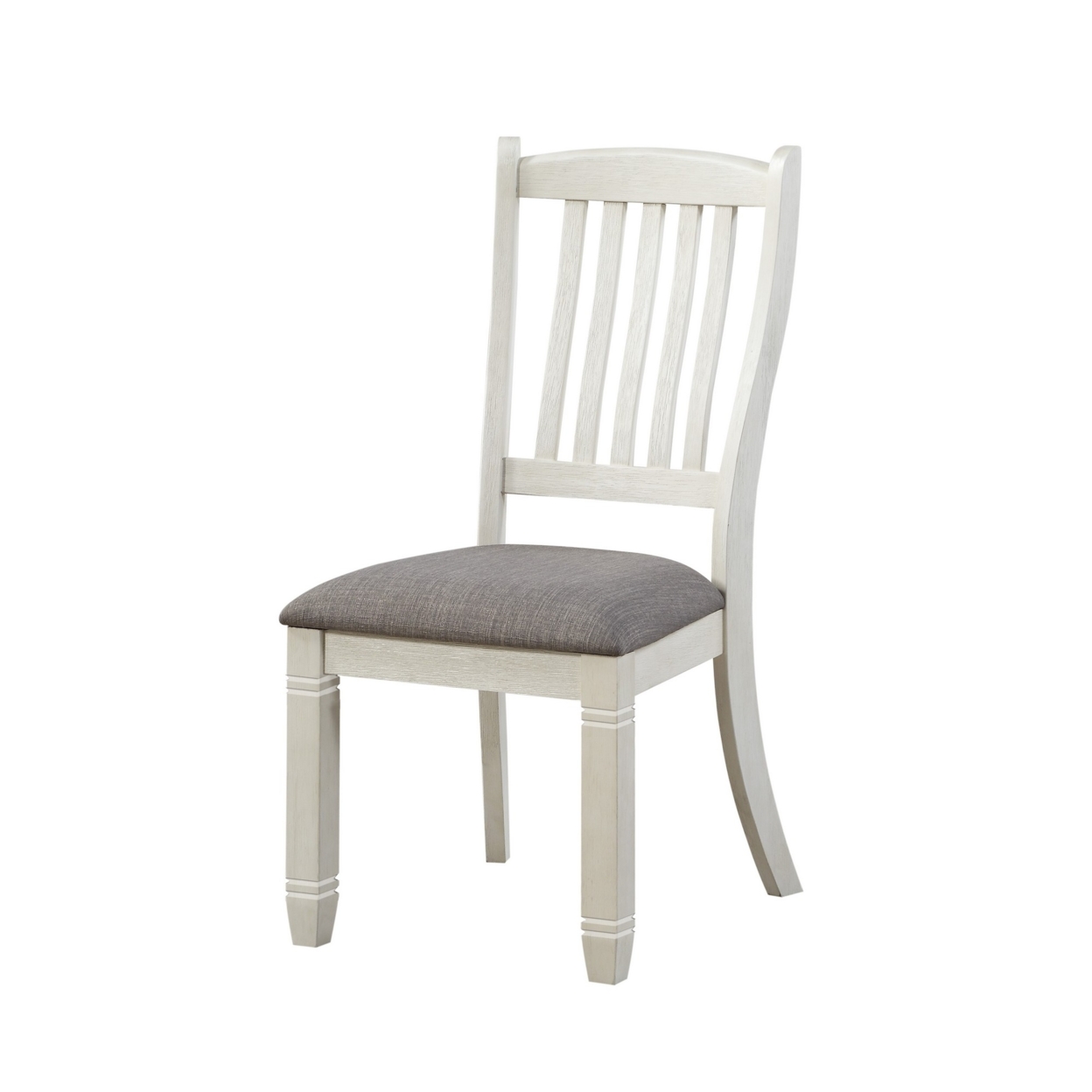 Wooden Side Chair With Flared Design Slatted Back, Set Of 2, Antique White- Saltoro Sherpi