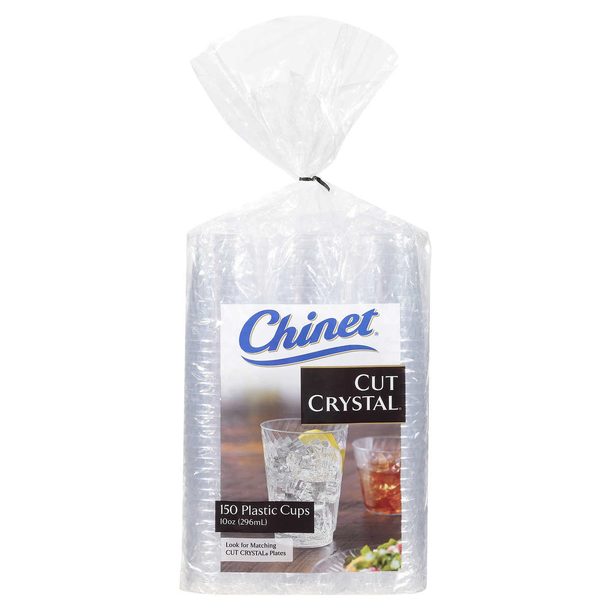 Chinet Cut Crystal Plastic Cup, Clear, 10 Oz, 150-count