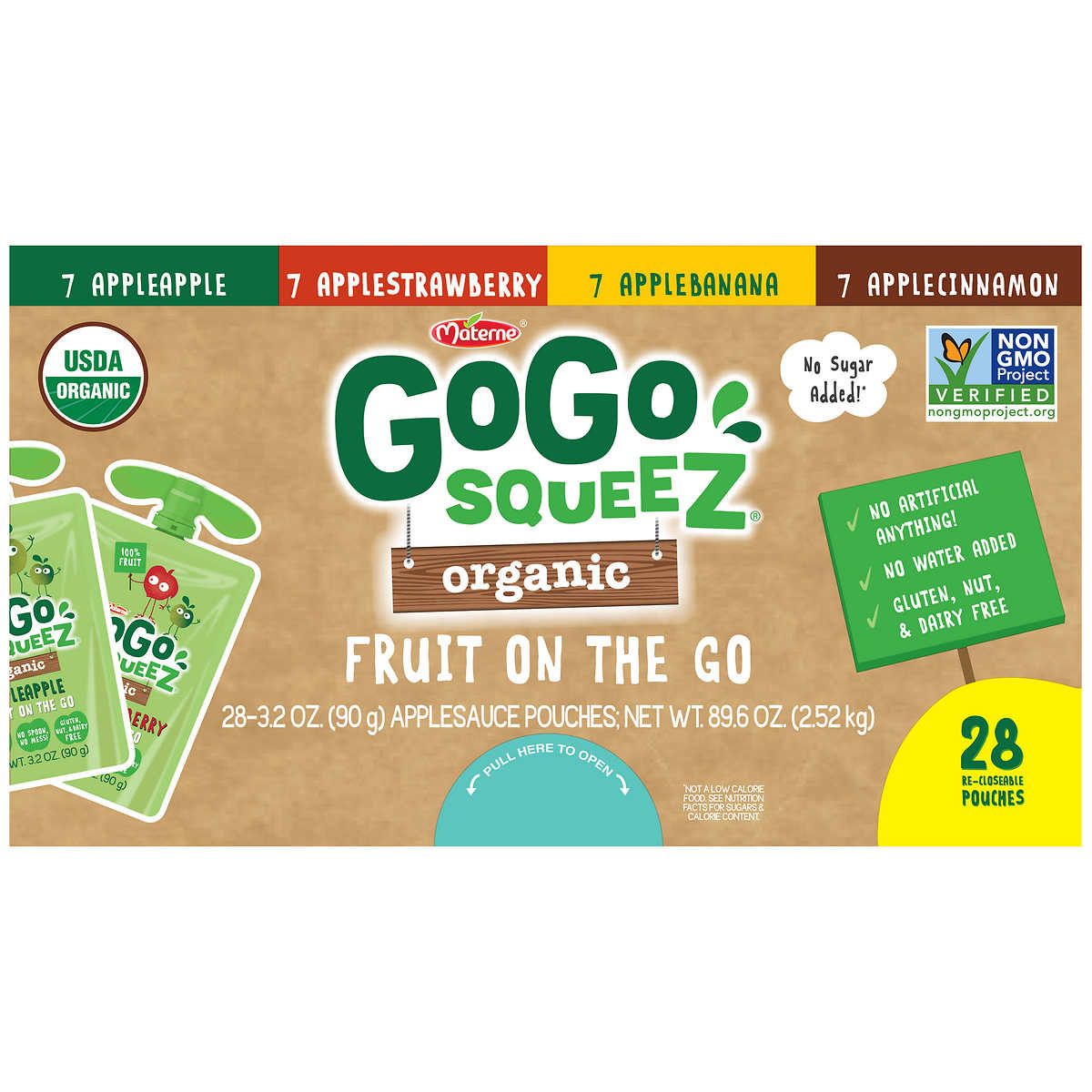 GoGo SqueeZ Organic Applesauce, Variety Pack, 3.2 Ounce (28 Count)
