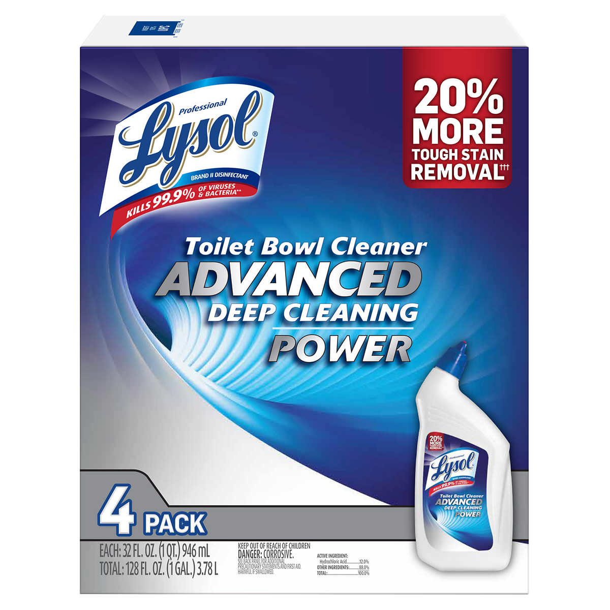 Lysol Advanced Toilet Bowl Cleaner, 32 Fl Oz, 4-count