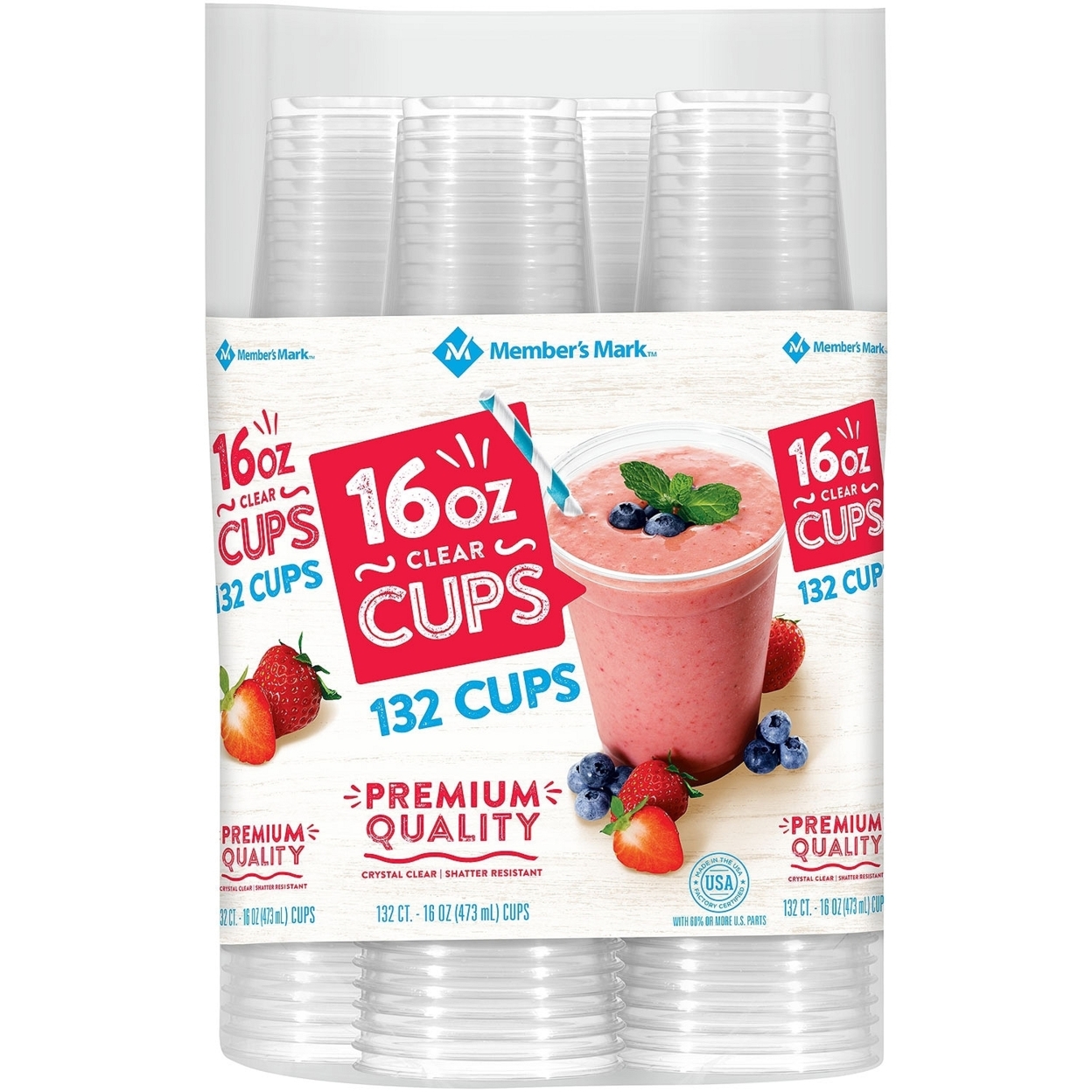 Member's Mark Clear Plastic Cups (16 Ounce,132 Count)