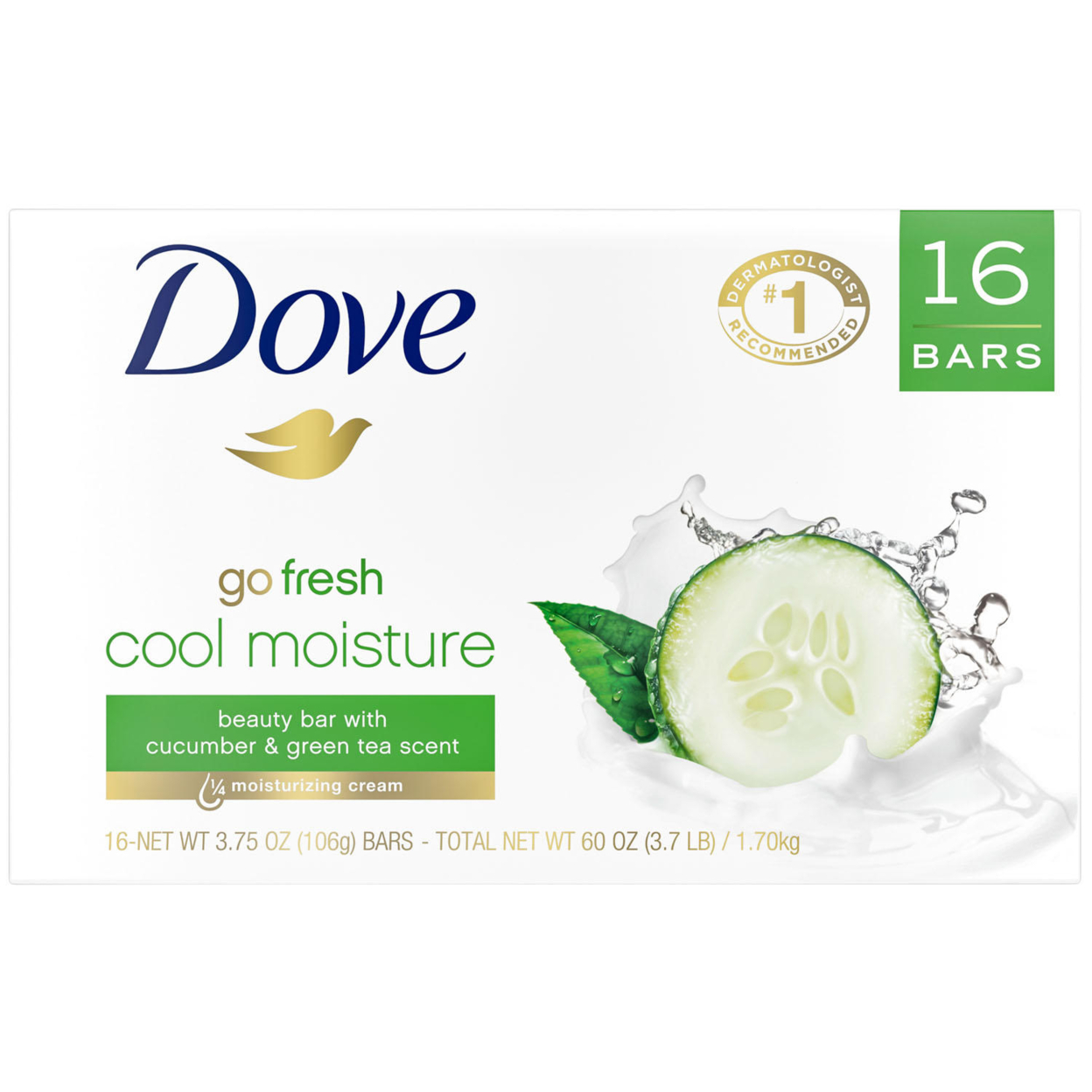 Dove Go Fresh Cool Moisture Beauty Bar 3.75 Ounce (16 Count)