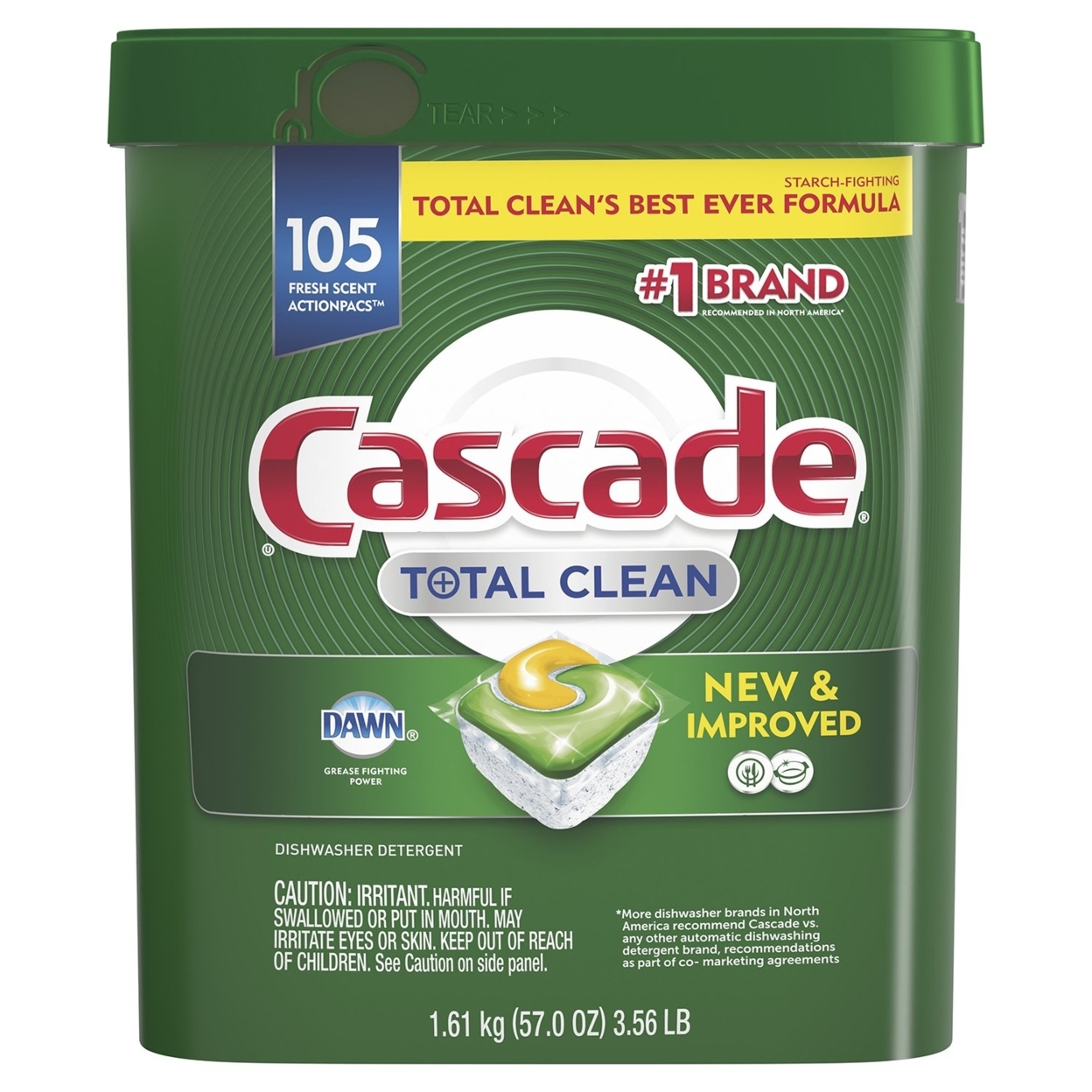 Cascade Total Clean ActionPacs, Dishwasher Detergent, Fresh Scent (105 Count)