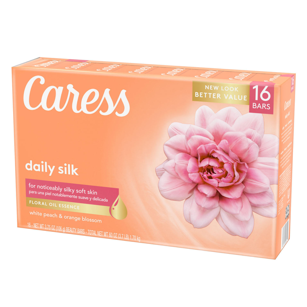 Caress Silkening Beauty Bar, Daily Silk, 3.75 Ounce (16 Count)