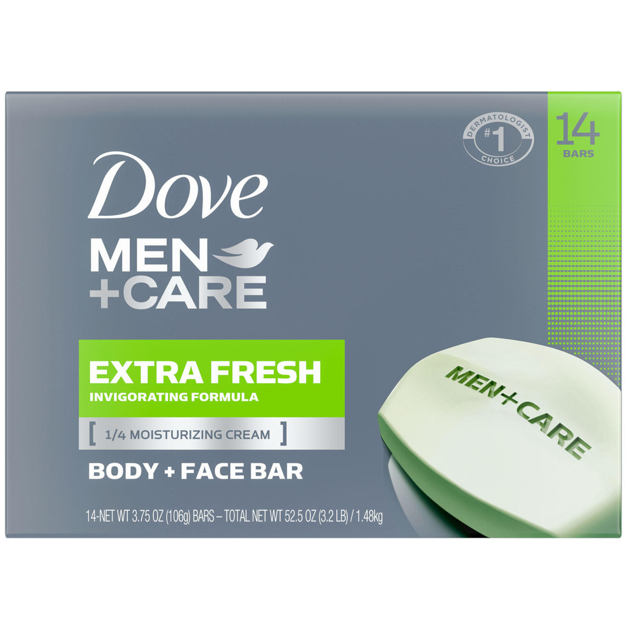 Dove Men+Care Body And Face Bar Extra Fresh 3.75 Ounce (14 Count)