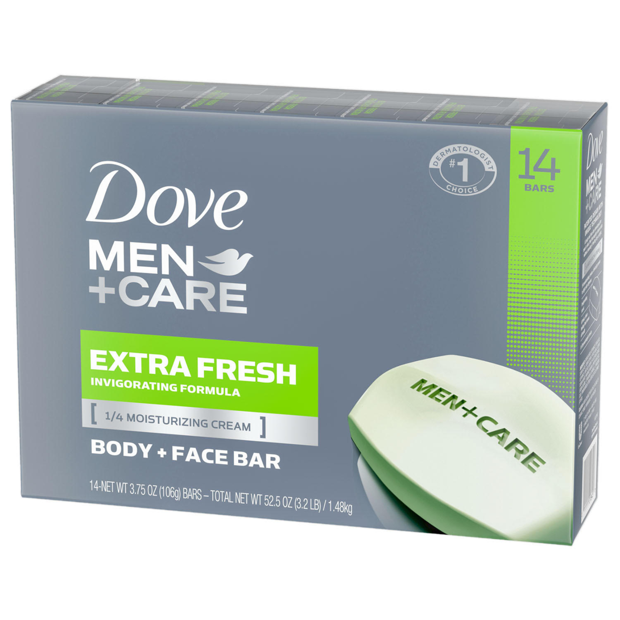 Dove Men+Care Body And Face Bar Extra Fresh 3.75 Ounce (14 Count)