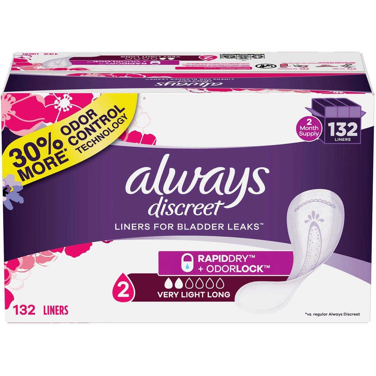 Always Discreet Incontinence Liners, Very Light Absorbency (132 Ct.)