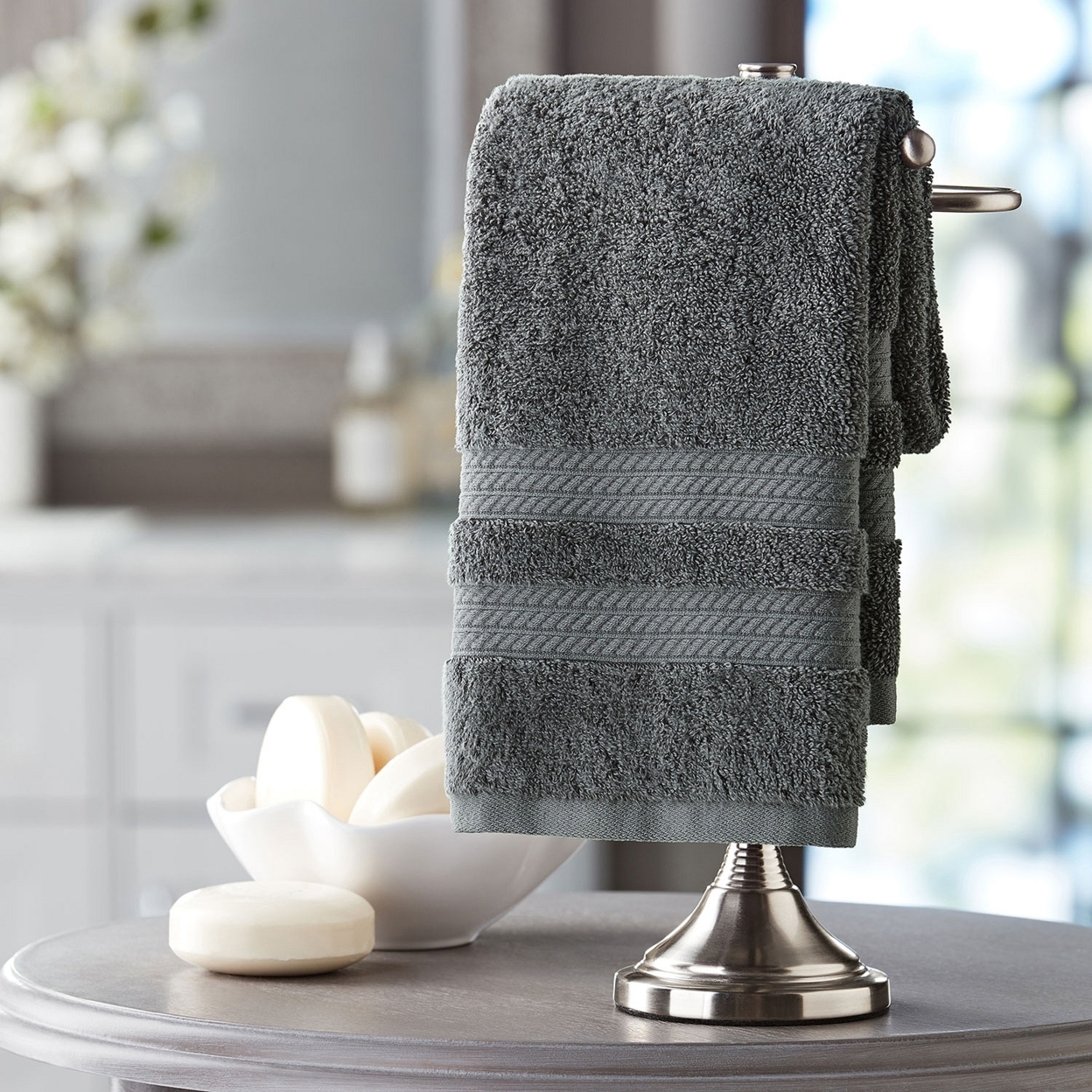 Hotel Premier Collection 100% Cotton Luxury Hand Towel, Dark Grey
