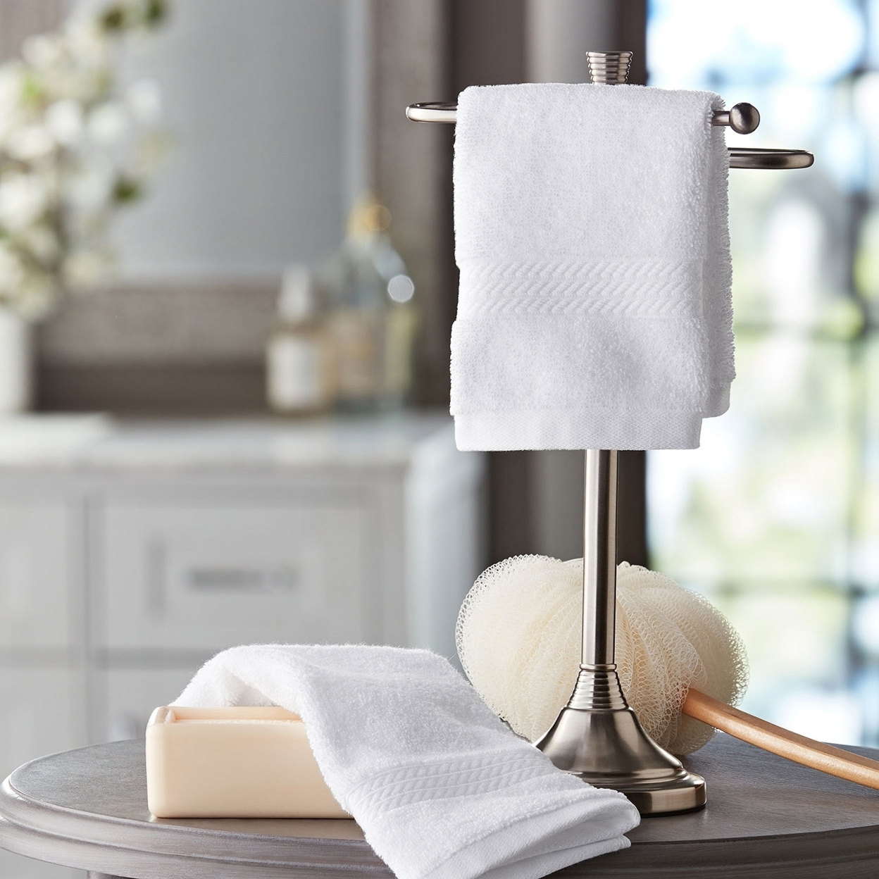 Hotel Premier Collection 100% Cotton Luxury Washcloth, 2-pack, White