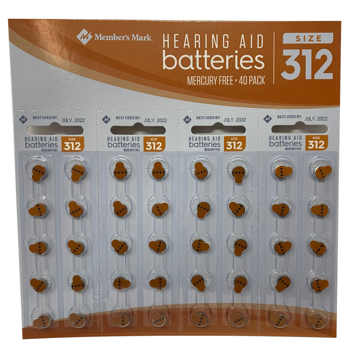 Members Mark Hearing Aid Batteries, Size 312 (40 Count)