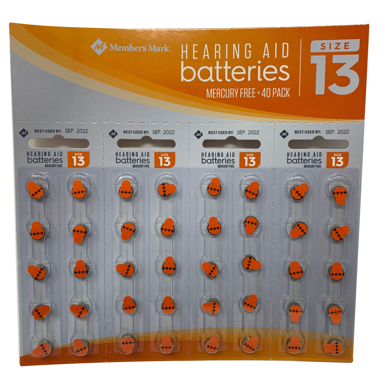 Members Mark Hearing Aid Batteries, Size 13 (40 Count)