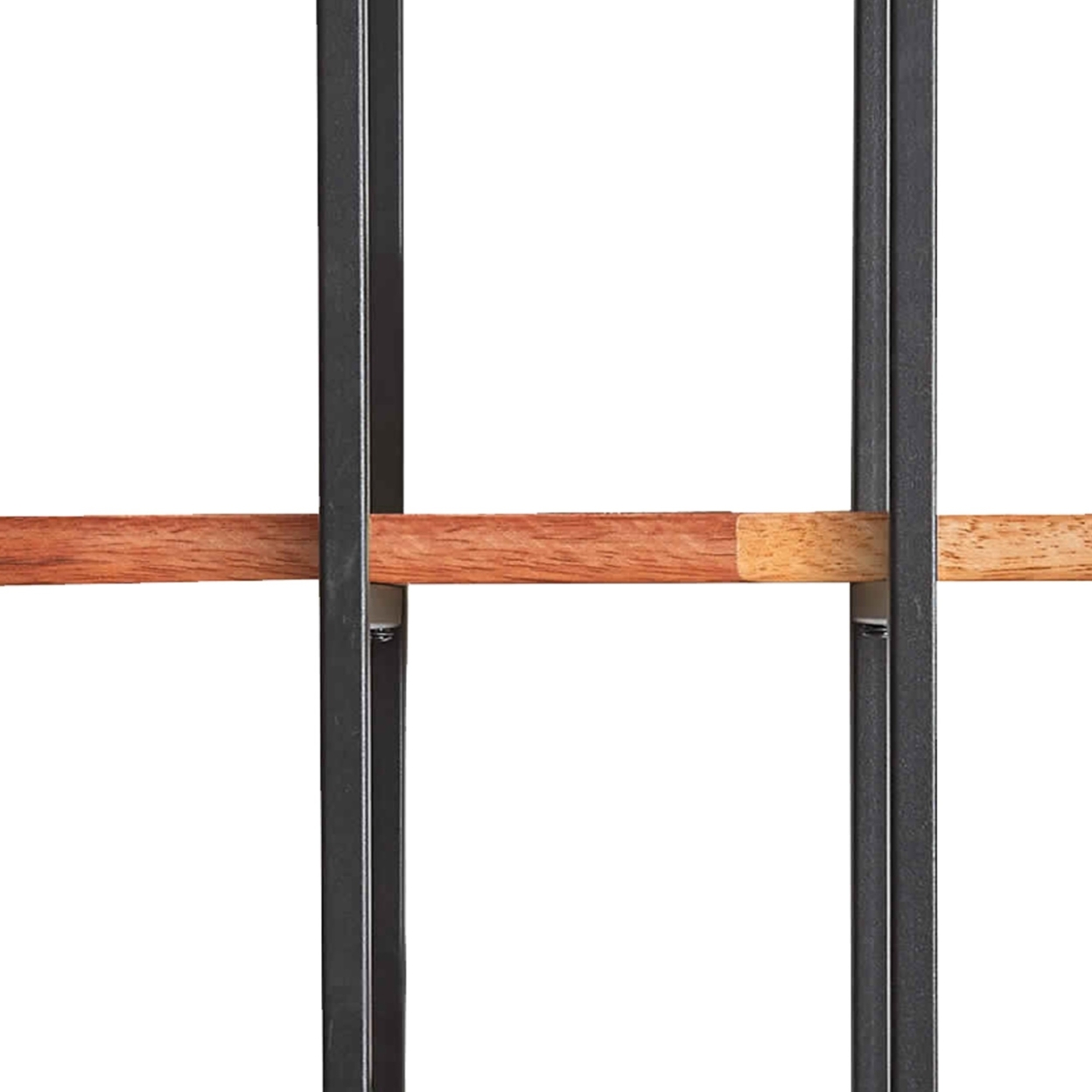 3 Tier Wood And Metal Frame Wall Display With Tubular Frame, Brown And Black- Saltoro Sherpi