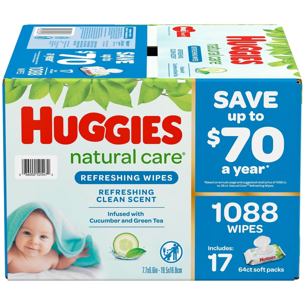 Huggies Natural Care Baby Wipe Refill, Refreshing Clean (1,088 Count)