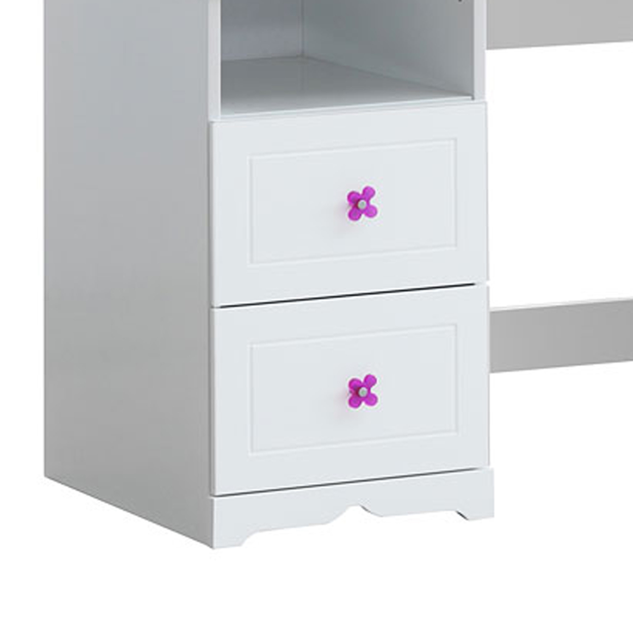 Wooden Table Desk With 2 Drawers And 1 Open Compartment, White- Saltoro Sherpi