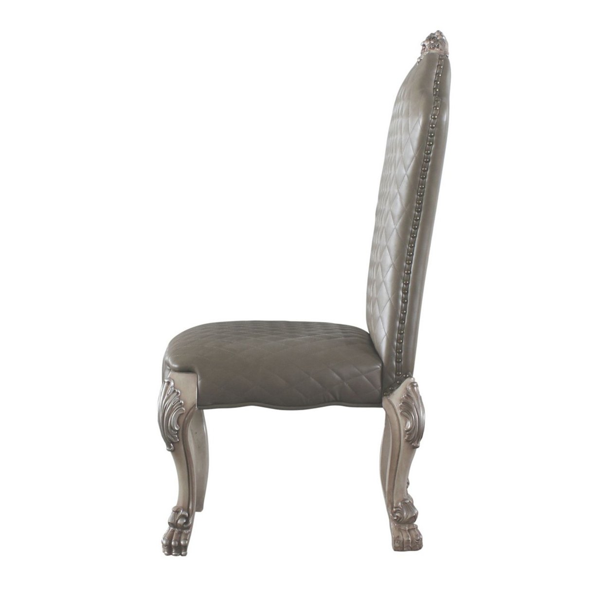 Leatherette Side Chair With High Back And Claw Legs, Set Of 2,Antique White- Saltoro Sherpi
