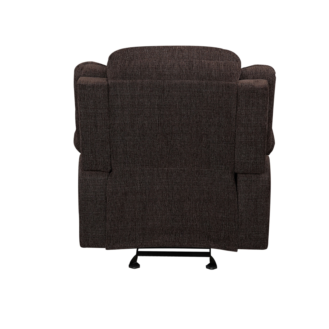 Fabric Upholstered Glider Recliner Chair With Pillow Top Armrest, Brown- Saltoro Sherpi