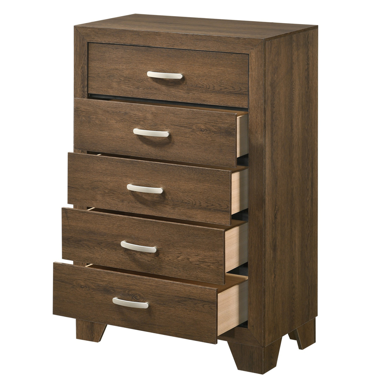 Transitional Style Wooden Chest With 2 Drawers And Metal Handles, Brown- Saltoro Sherpi