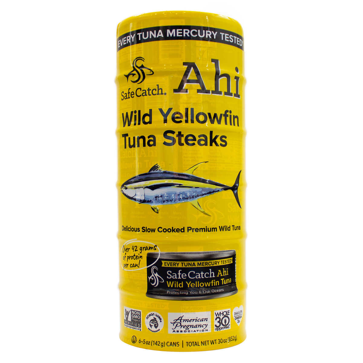 Safe Catch Ahi Wild Yellowfin Tuna Steaks, 6-count, 5 Oz Cans