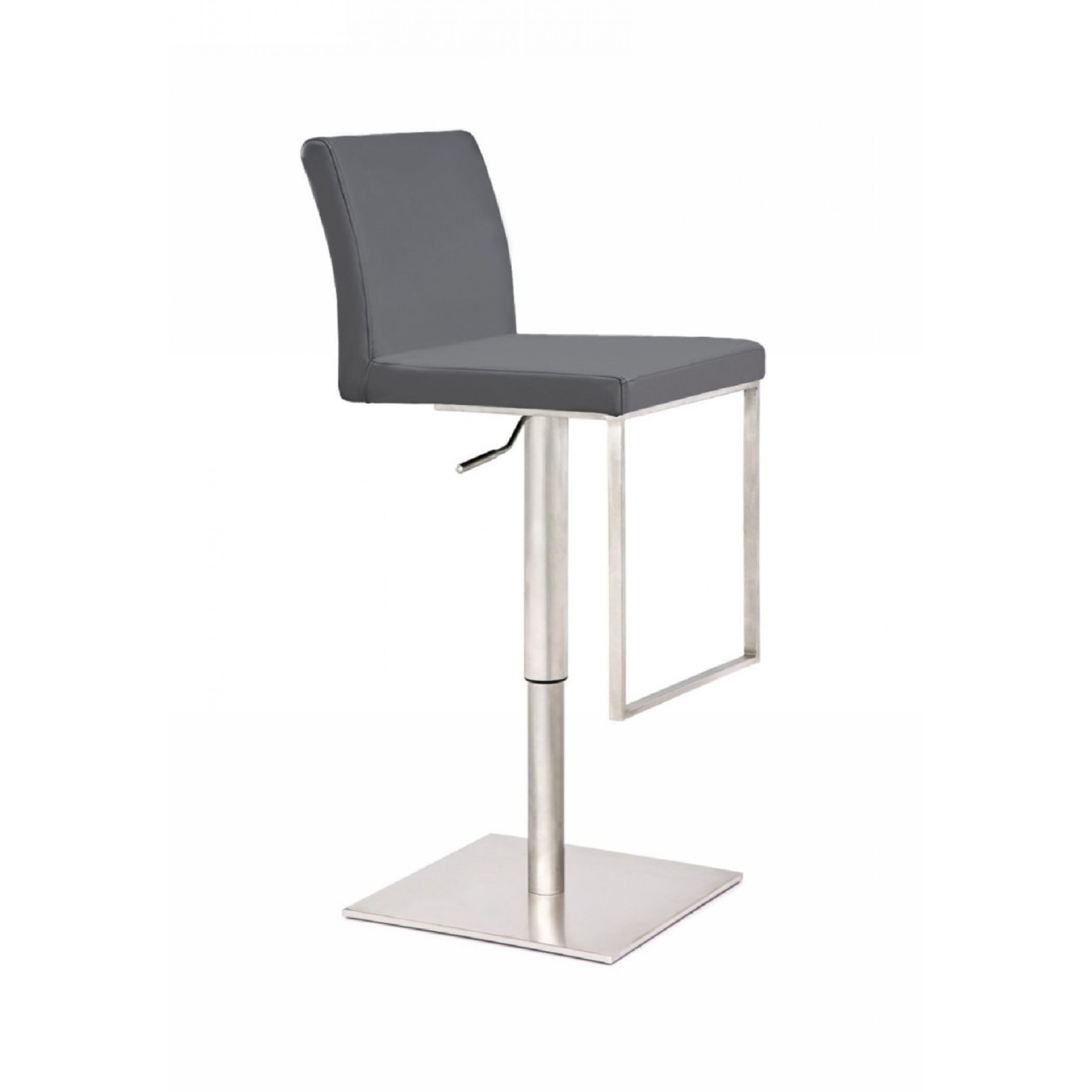 Swivel Metal Bar Stool With Adjustable Height And Footrest, Gray- Saltoro Sherpi