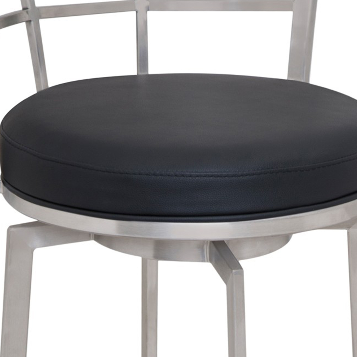 Curved Metal Back Counter Height Barstool With Flared Legs,Black And Silver- Saltoro Sherpi