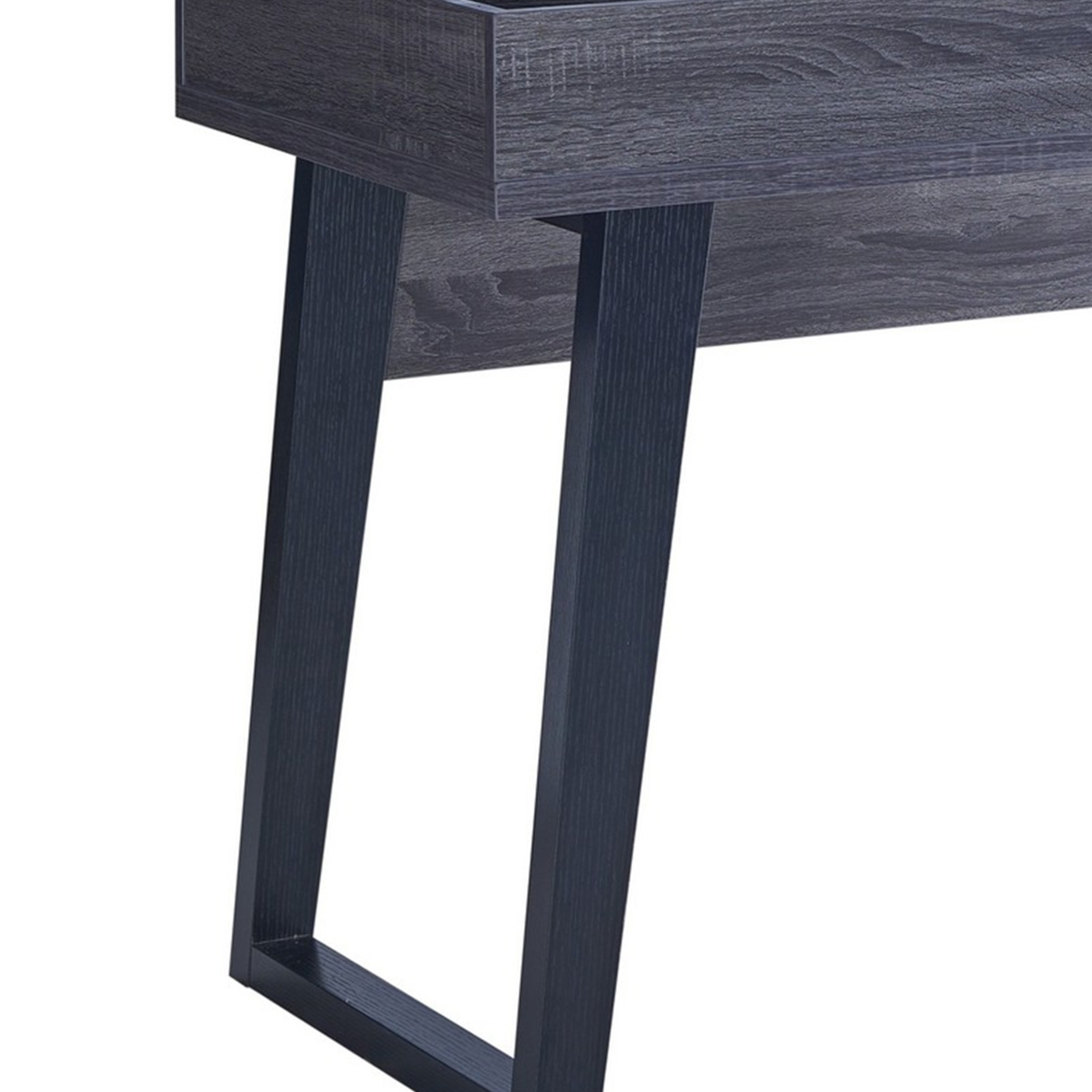 Wooden Desk With 1 Open Bottom Shelf And Sliding Panel, Gray- Saltoro Sherpi