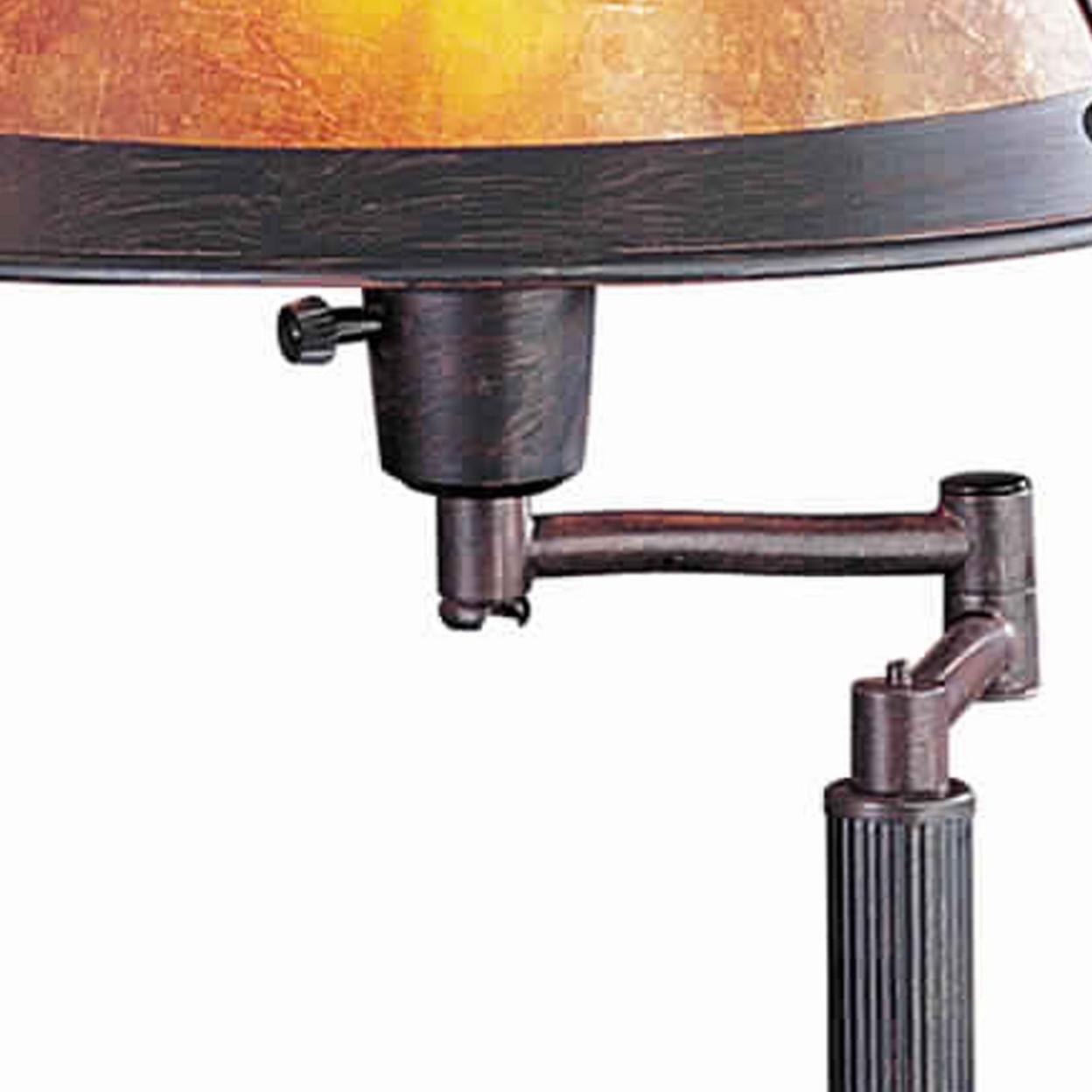 Metal Body Swing Arm Table Lamp With Conical Mica Shade, Bronze- Saltoro Sherpi