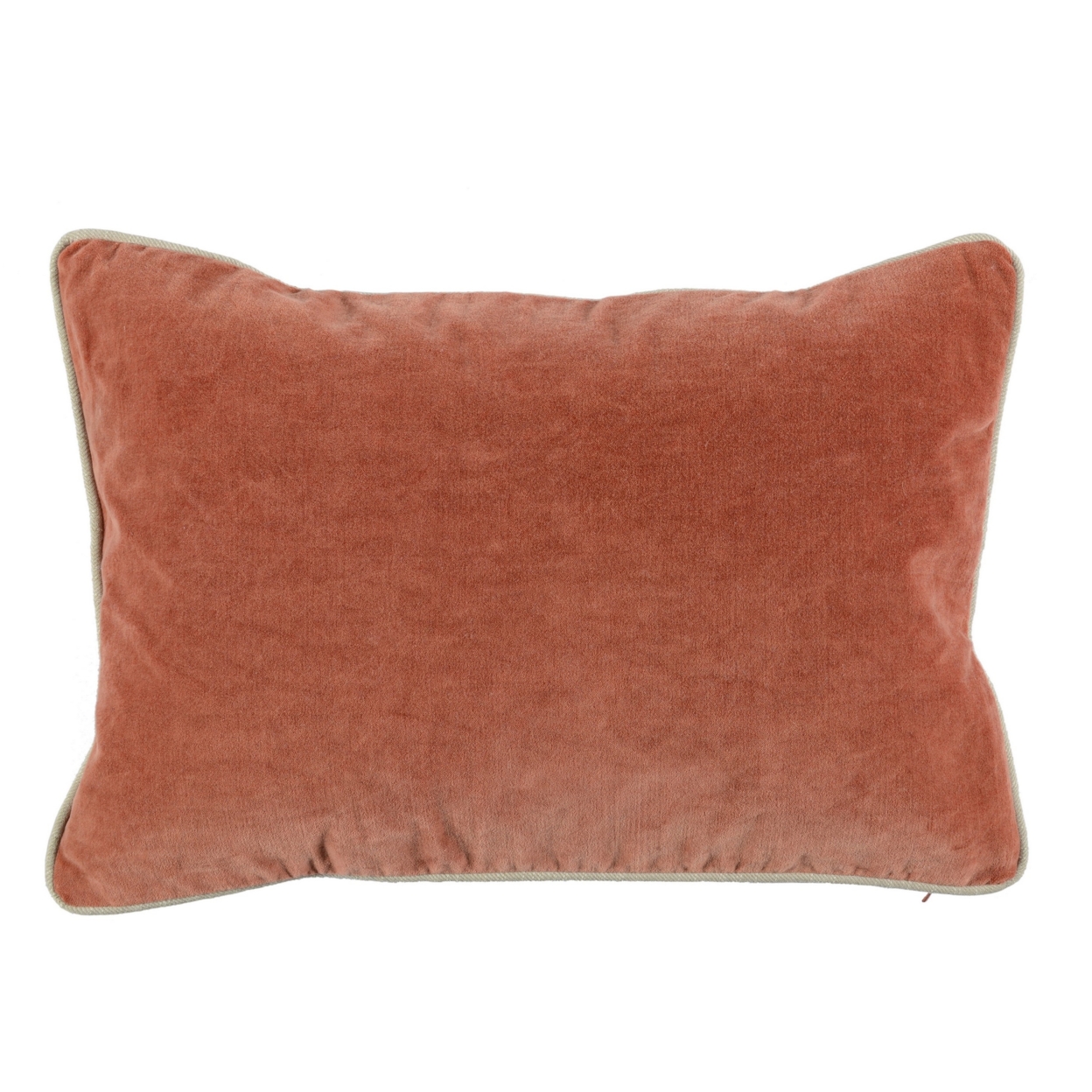Rectangular Fabric Throw Pillow With Solid Color And Piped Edges, Pink- Saltoro Sherpi