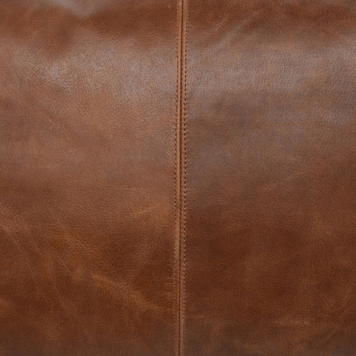 Leatherette Throw Pillow With Stitched Details And Flanged Edges, Brown- Saltoro Sherpi
