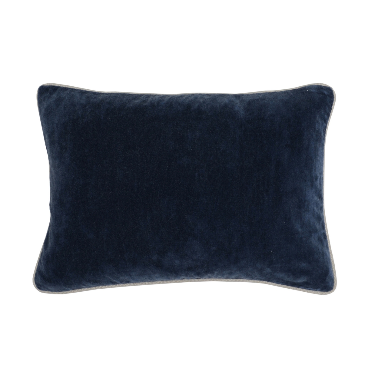 Rectangular Fabric Throw Pillow With Solid Color And Piped Edges, Navy Blue- Saltoro Sherpi