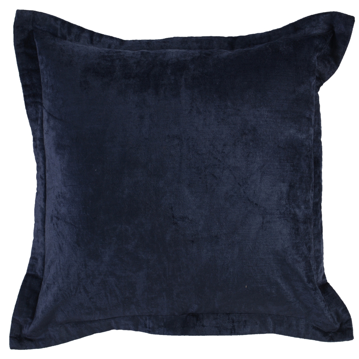 Square Fabric Throw Pillow With Solid Color And Flanged Edges, Blue- Saltoro Sherpi