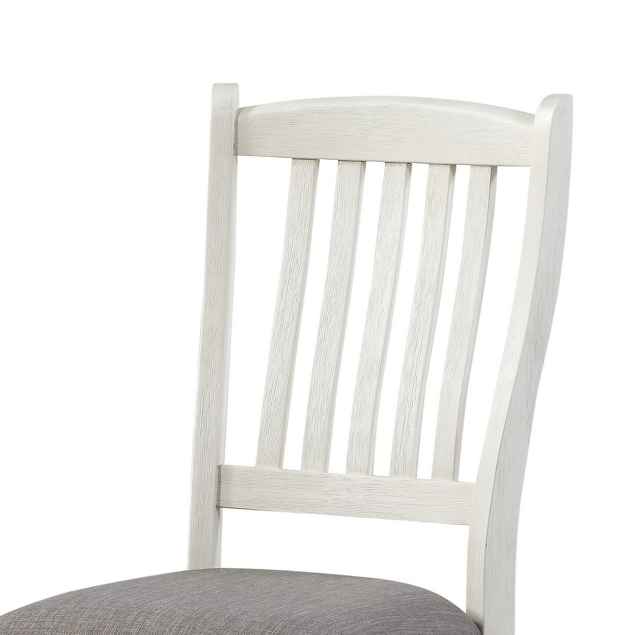 Wooden Side Chair With Flared Design Slatted Back, Set Of 2, Antique White- Saltoro Sherpi