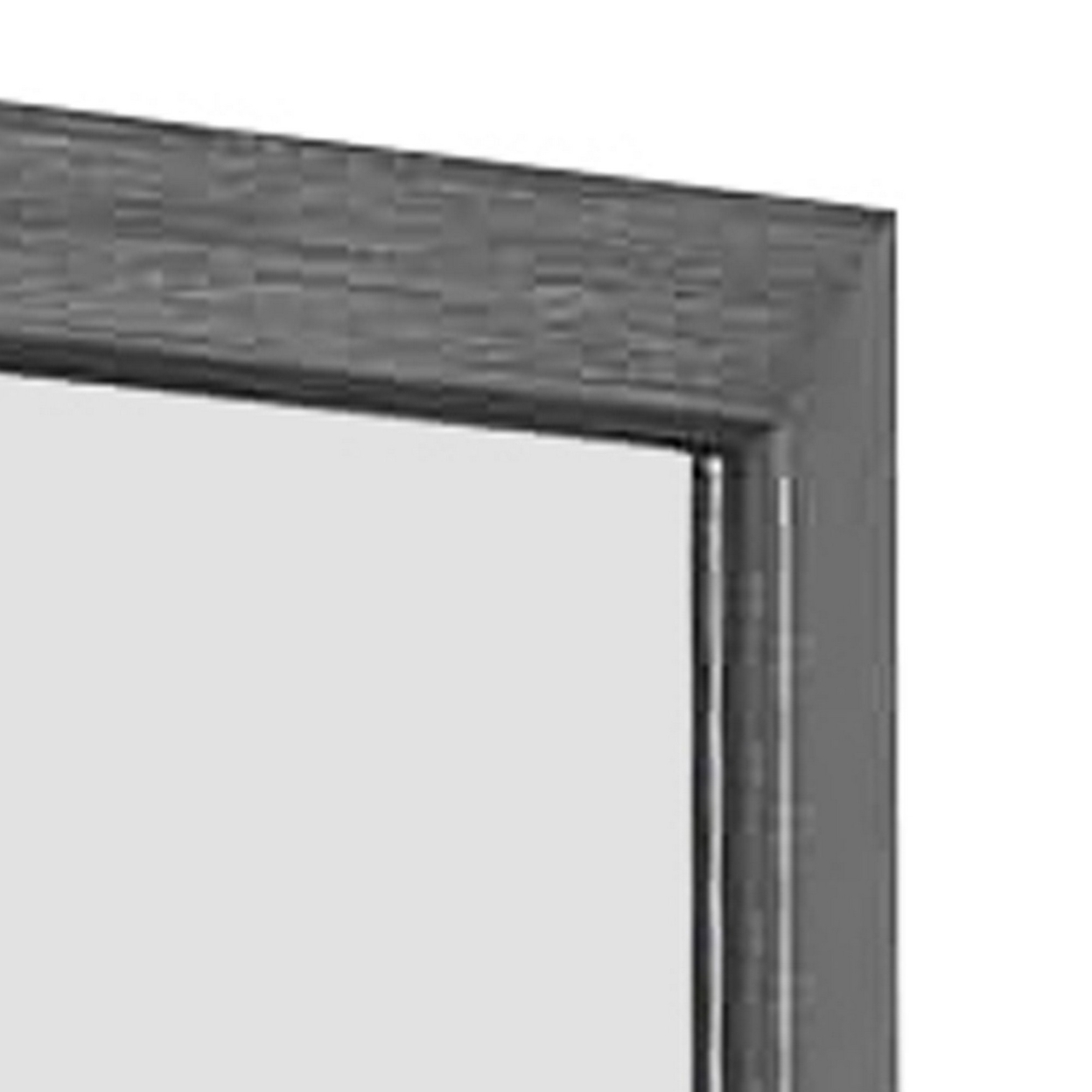 Transitional Style Wooden Frame Mirror With Grain Details, Gray- Saltoro Sherpi