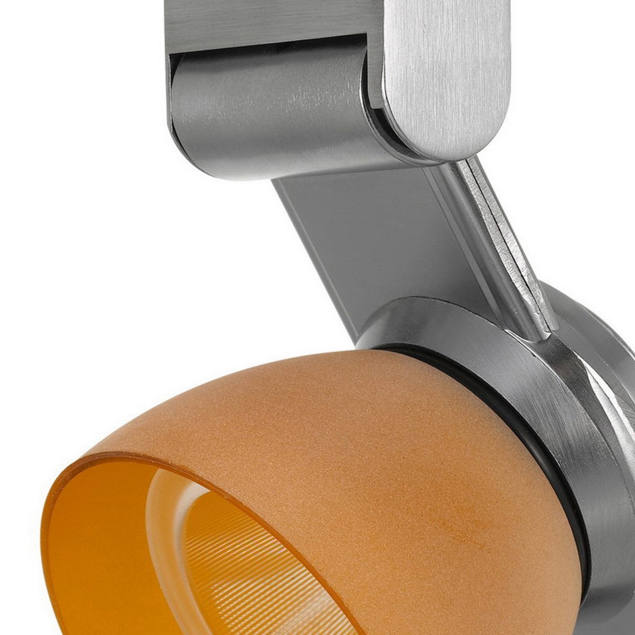 12W Integrated LED Track Fixture With Polycarbonate Head, Silver And Orange- Saltoro Sherpi