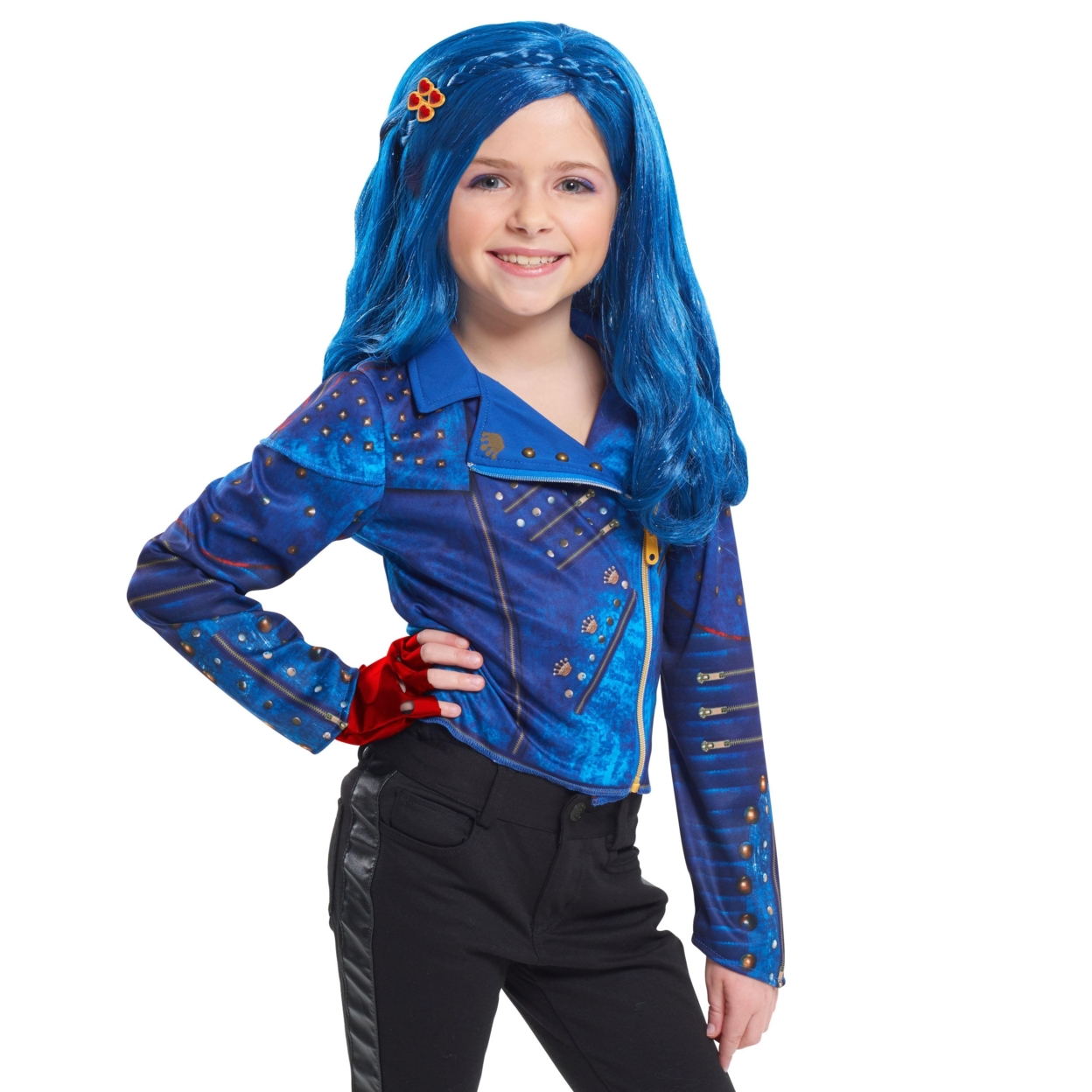 Descendants 2 Evie Character Evilicious Blue Wig Heart-Shaped Barrette Disney Just Play