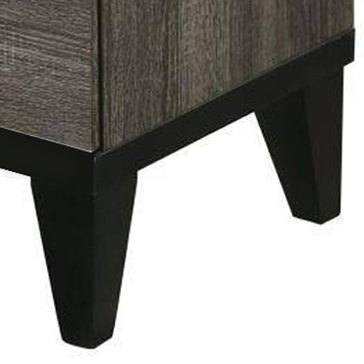 2 Drawer Wooden Nightstand With Grains And Angled Legs, Gray- Saltoro Sherpi