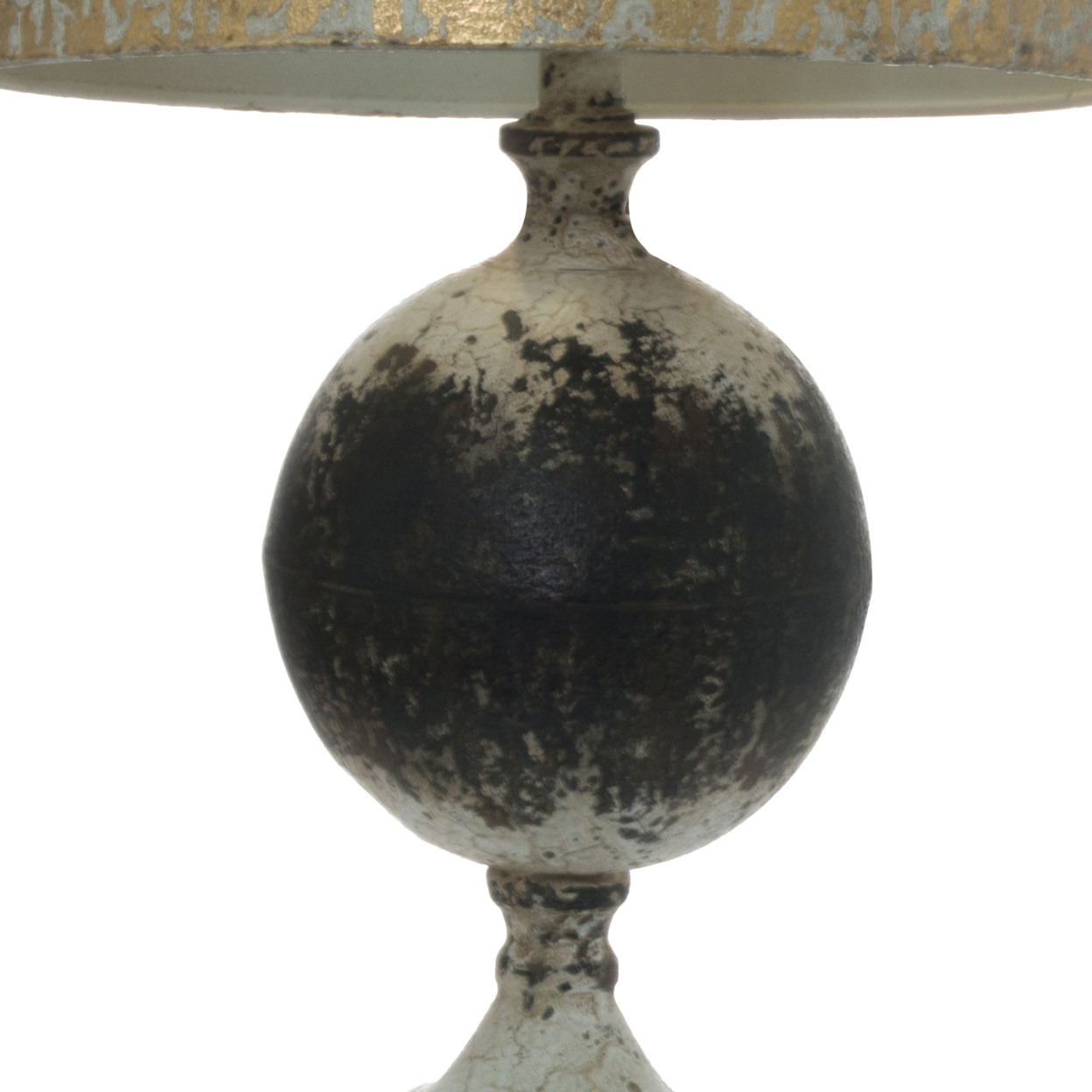 Vintage Metal Frame Table Lamp With Drum Shade, Antique White- Saltoro Sherpi