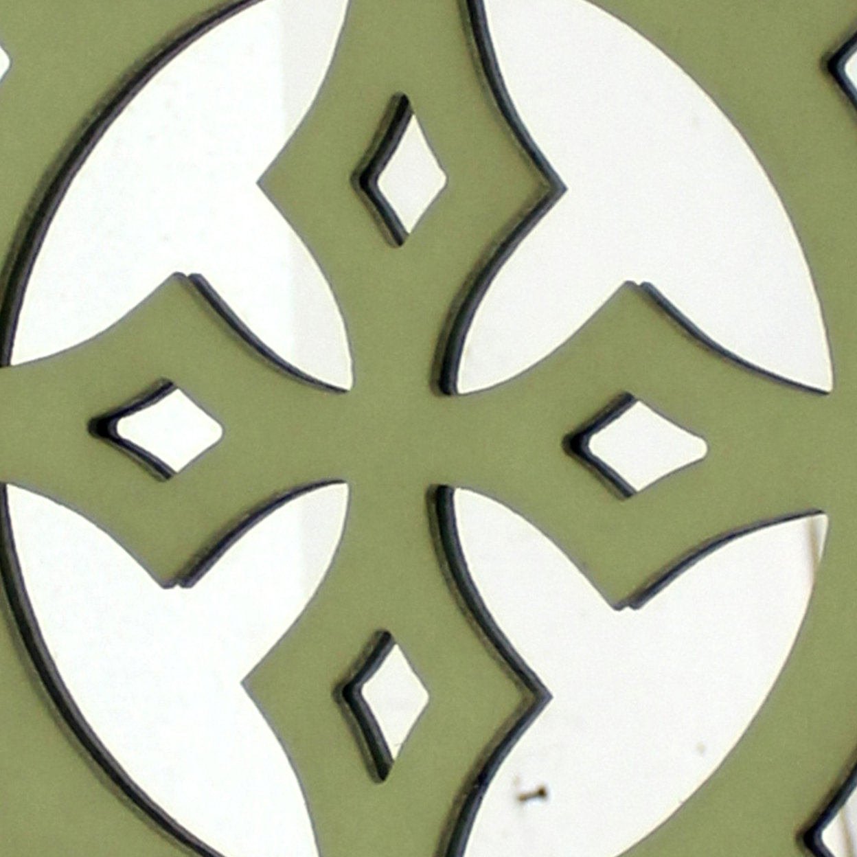 Round Wooden Wall Decor With Minimalist Pattern On Top, Green And Silver- Saltoro Sherpi