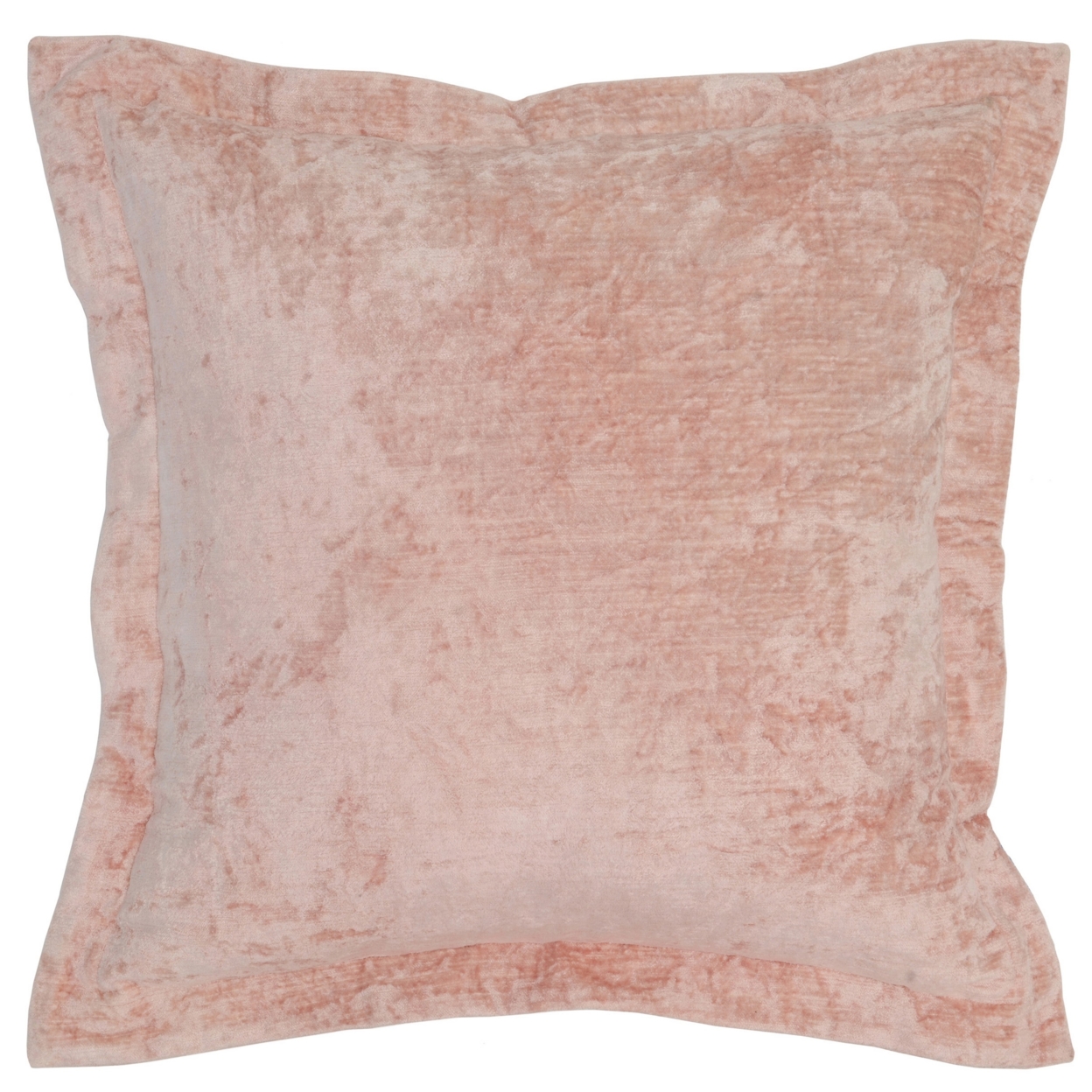 Square Fabric Throw Pillow With Solid Color And Flanged Edges, Pink- Saltoro Sherpi