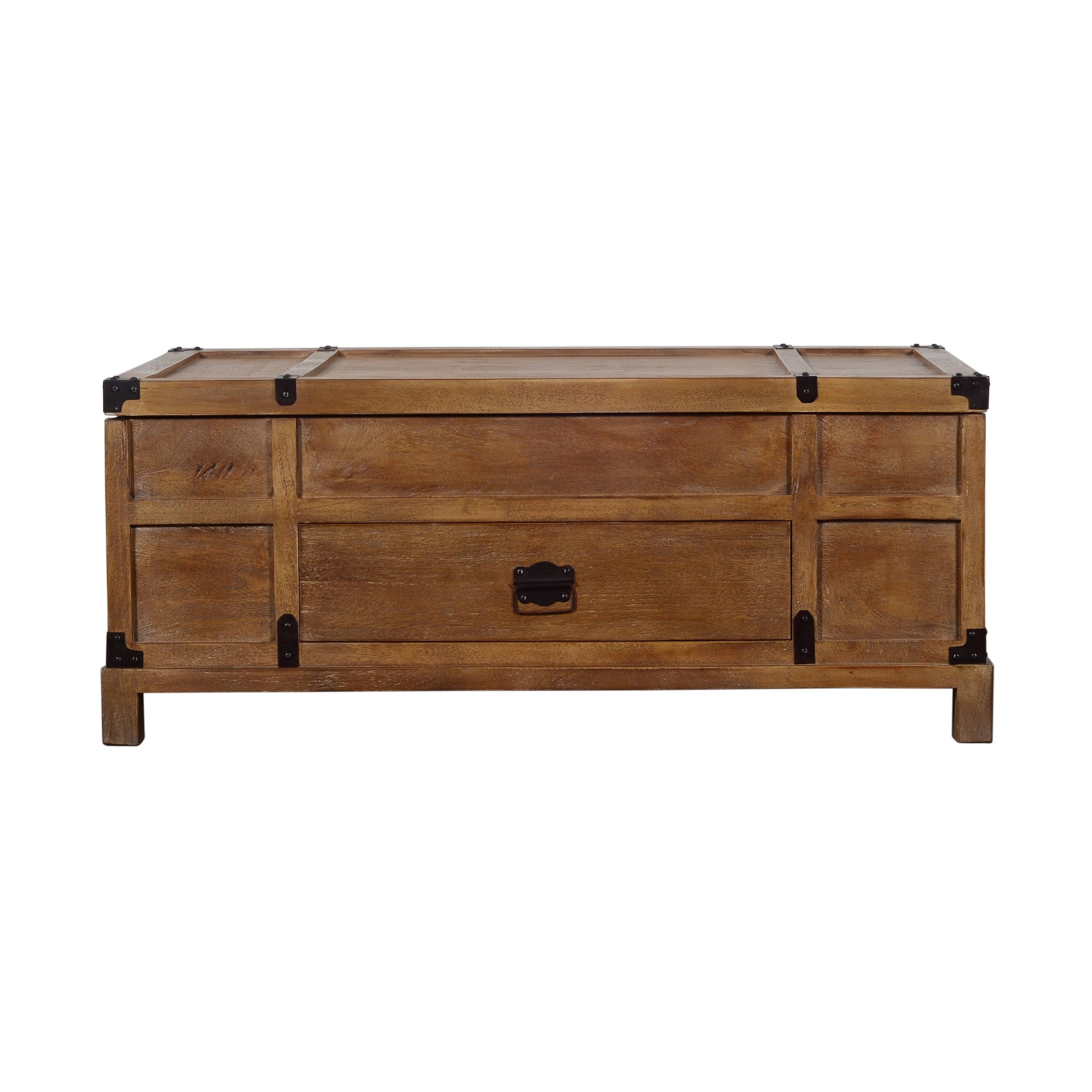 Rustic Single Drawer Mango Wood Coffee Table With Lift Top Storage & Compartments, Brown - Saltoro Sherpi