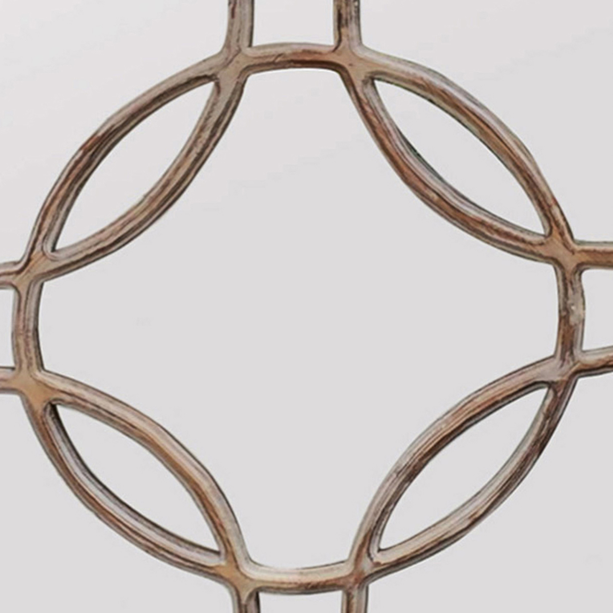 Arched Top Wood Encased Floor Mirror With Ring Design, Brown- Saltoro Sherpi