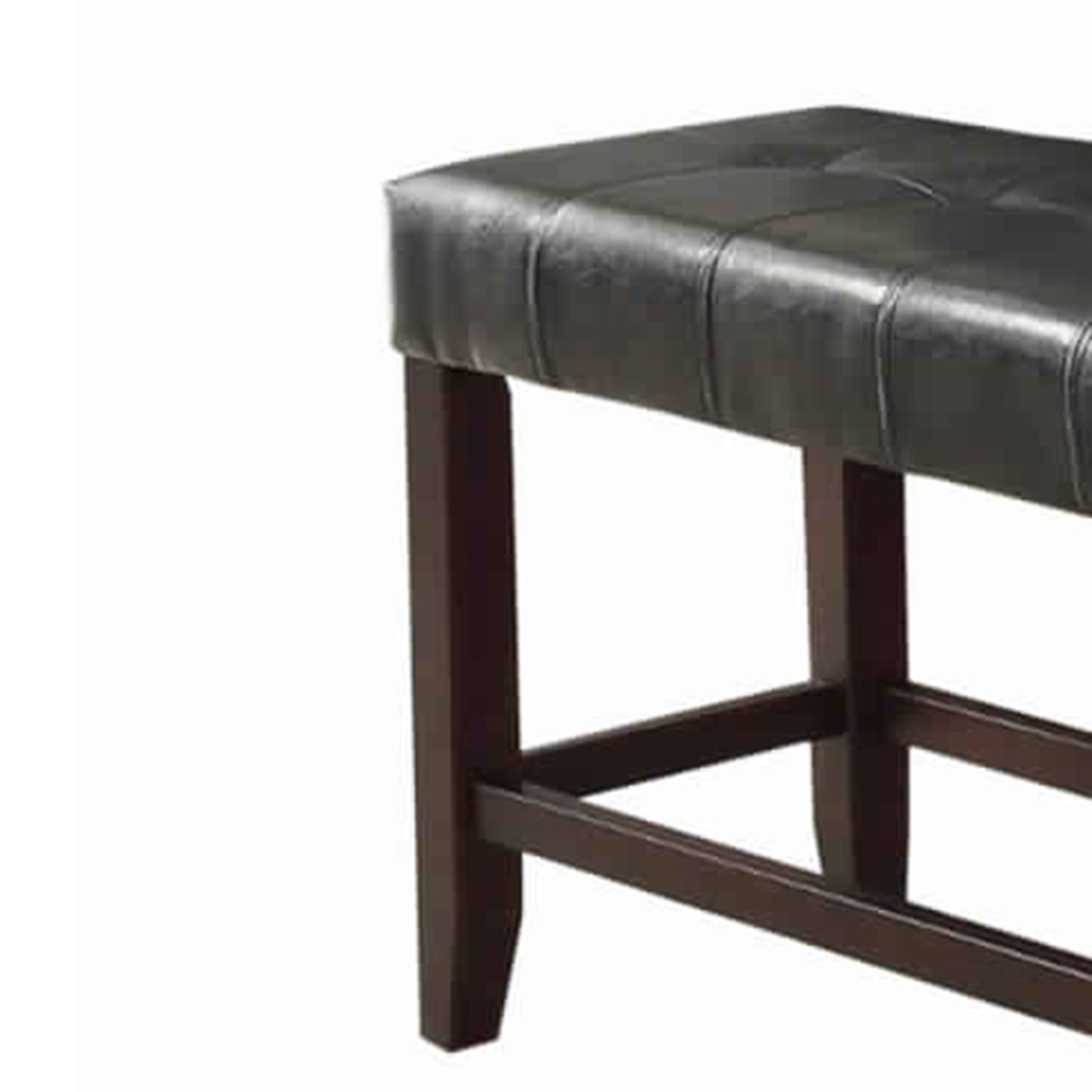 Wood Based High Bench With Tufted Seat Black And Brown- Saltoro Sherpi