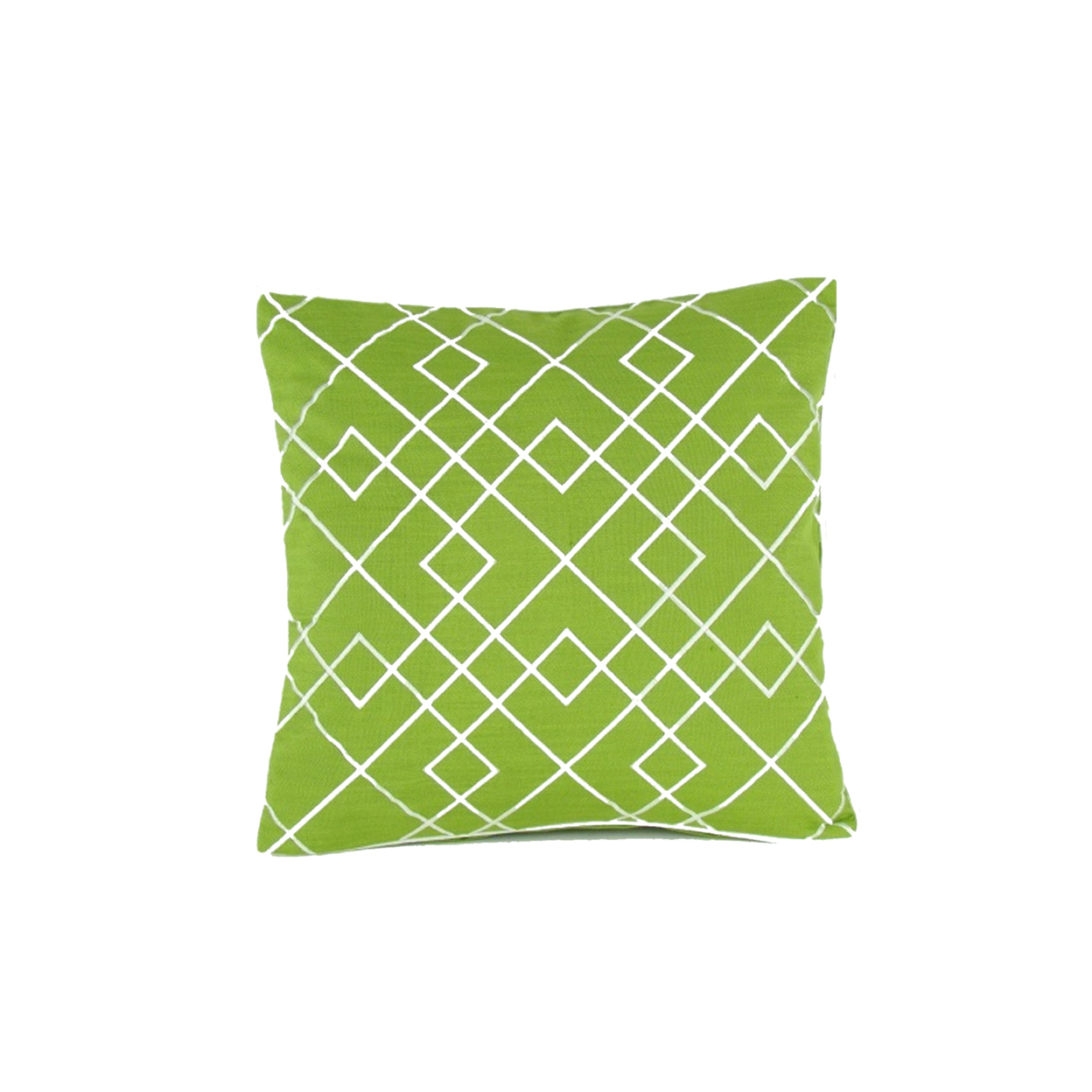 Geometric Pattern Fabric Accent Pillow, Green And White- Saltoro Sherpi