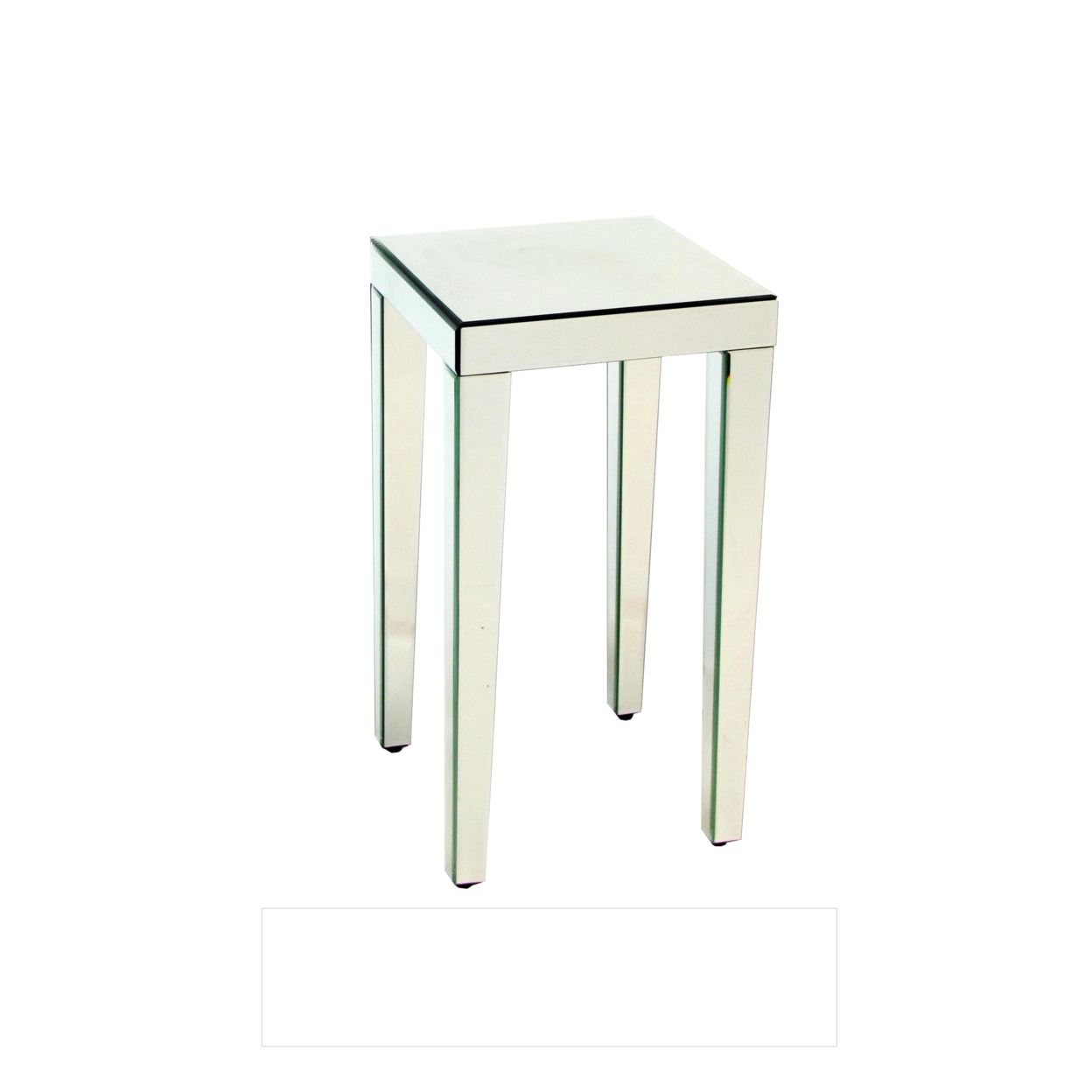 26 Inch Beveled Mirror Wood Accent Table, Silver- Saltoro Sherpi