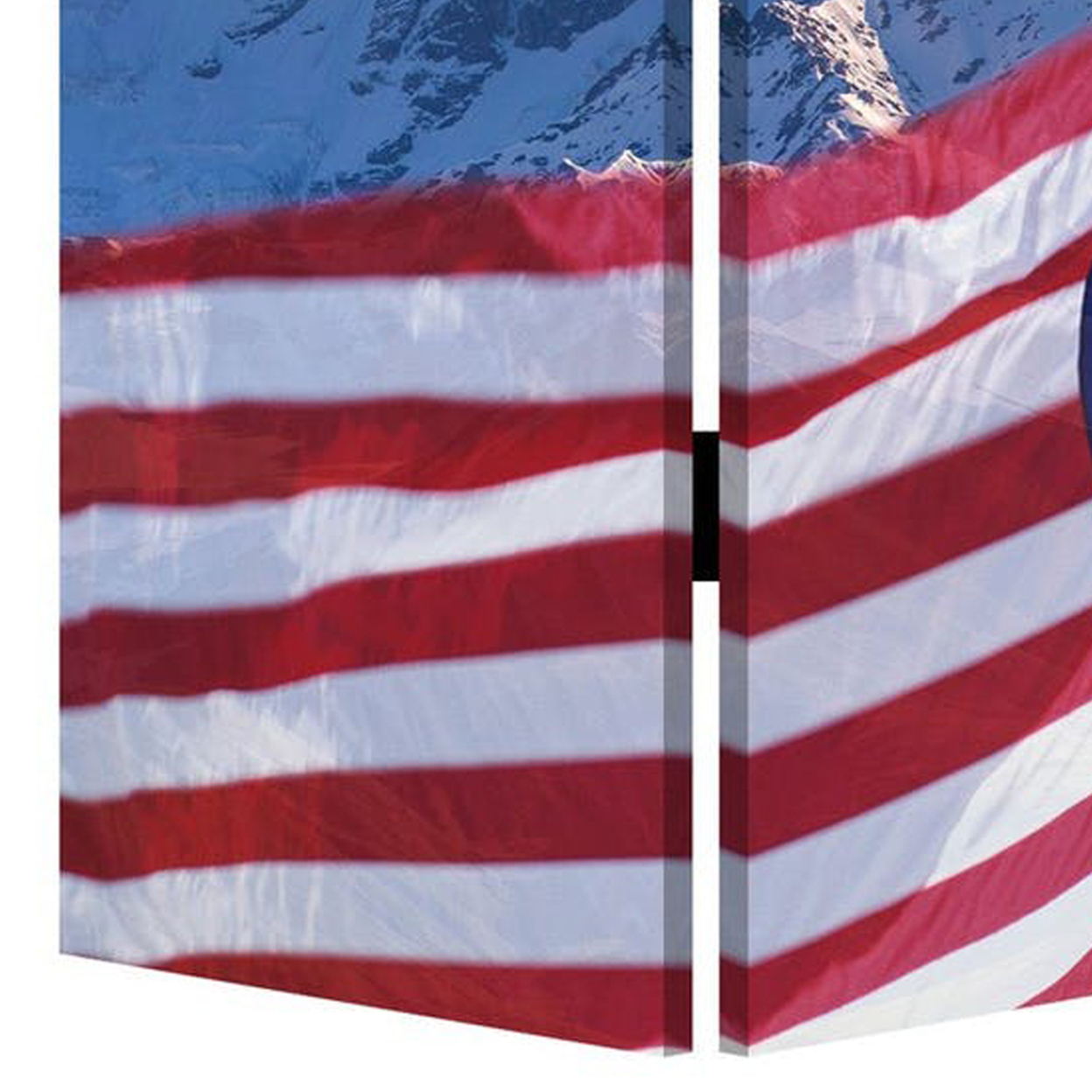 American Flag Printed Wood And Canvas 3 Panel Screen, Multicolor- Saltoro Sherpi