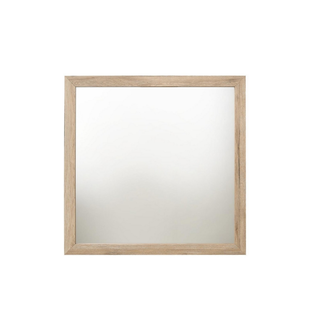 Square Shaped Wooden Mirror With Rough Hewn Texture, Brown- Saltoro Sherpi